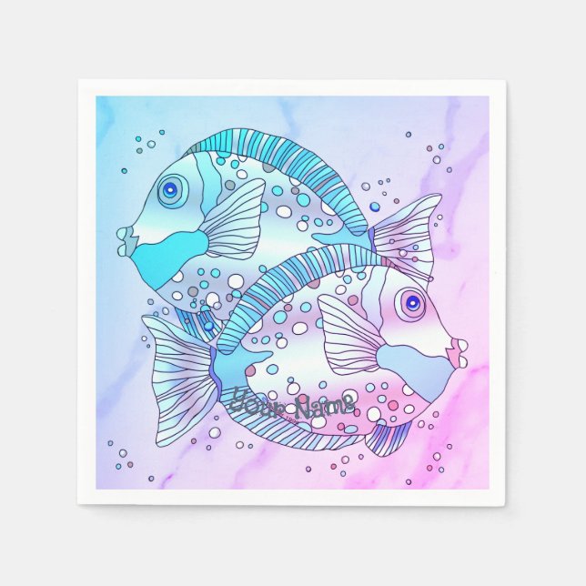 Serviette En Papier Poisson bleu (Devant)
