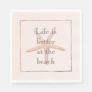 Serviette En Papier Poisson Blush Orange Plage Starfish