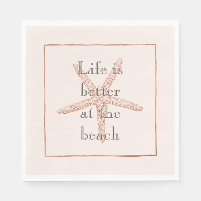 Serviette En Papier Poisson Blush Orange Plage Starfish (Devant)