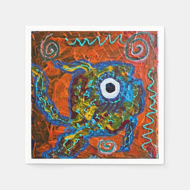 Serviette En Papier Poisson Cocktail Napkin (Devant)