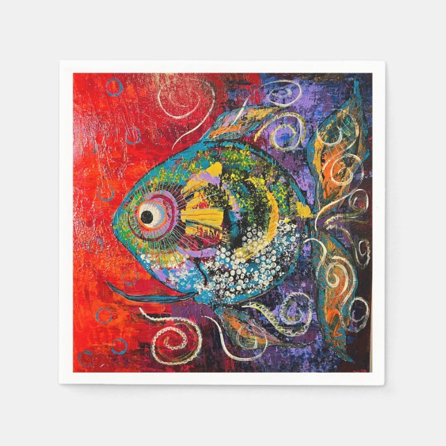 Serviette En Papier Poisson Cocktail serviettes (Devant)