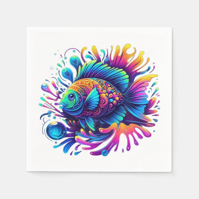 Serviette En Papier Poisson coloré (Devant)