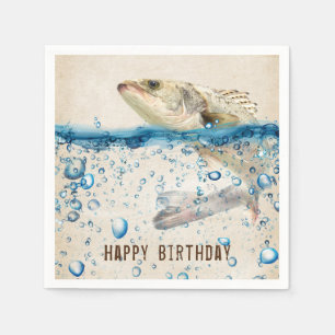 Serviette En Papier poisson d'anniversaire sautant hors de l'eau