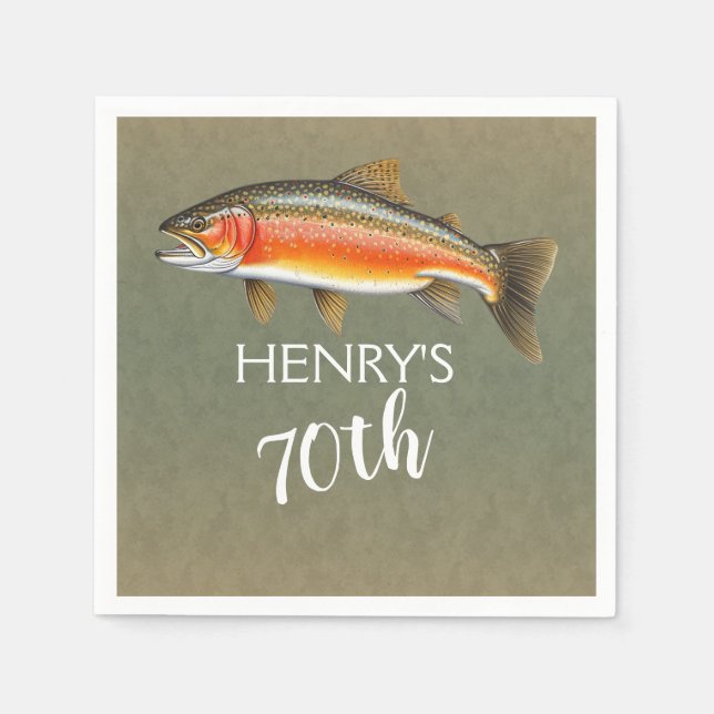 Serviette En Papier Poisson de truite de ruisseau pour 70e anniversair (Devant)