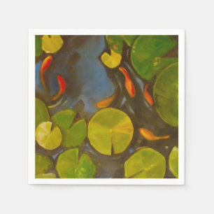Serviette En Papier Poisson D'Or Koi Pond Water Lys
