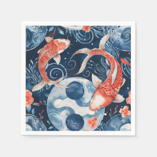 Serviette En Papier Poisson japonais dans l'aquarelle