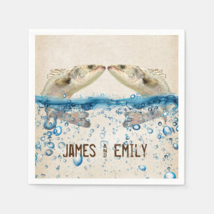 Serviette En Papier Poisson mariage dans l'eau
