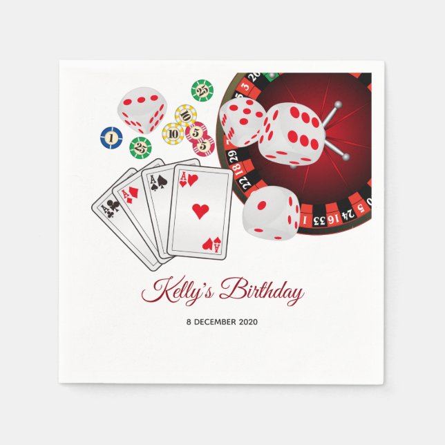 Serviette En Papier Poker Playing Card, casino, Cocktail Papier Napkin (Devant)