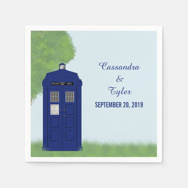Serviette En Papier Police Box Mariage papier Napkins v4 (Devant)
