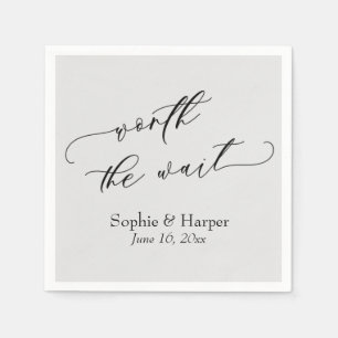 Serviette En Papier Police de script de luxe Simple Worth the Wait Gre