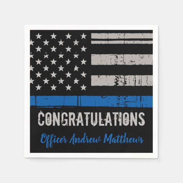 Serviette En Papier Police Mince Ligne Bleue Police Diplôme d'applicat (Devant)