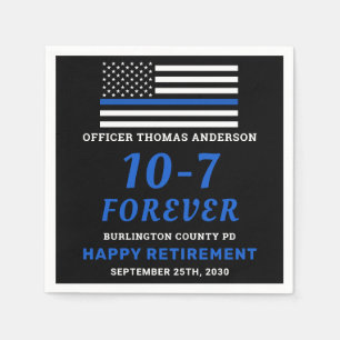 Serviette En Papier Police Party Mince Ligne Bleue 10-7 Bonne retraite