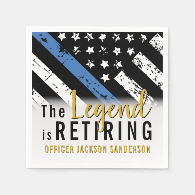 Serviette En Papier Police Retraite Ligne bleue Drapeau Application de (Devant)