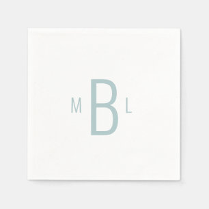 Serviette En Papier Police simple moderne Airy Blue Monogram Mariage N