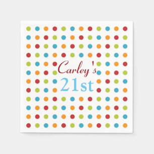 Serviette En Papier Polka multicolore Point personnalisé 21e anniversa