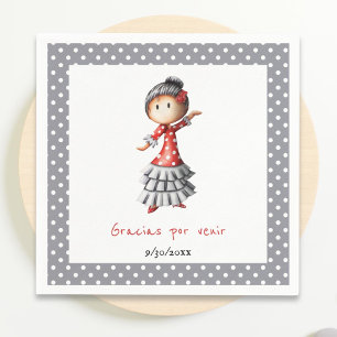 Serviette En Papier Polkda Dot Grey Espagnol Sevillana Danseuse flamen