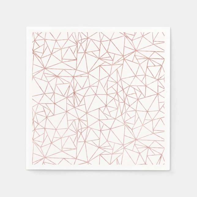 Serviette En Papier Polygone de cuivre géométrique Rose moderne (Devant)