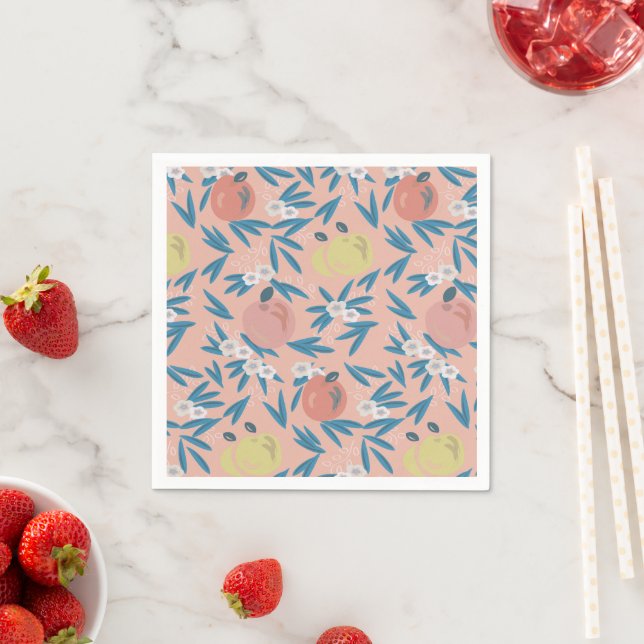 Serviette En Papier Pomme Floral Patal Coral Rose (En situation)