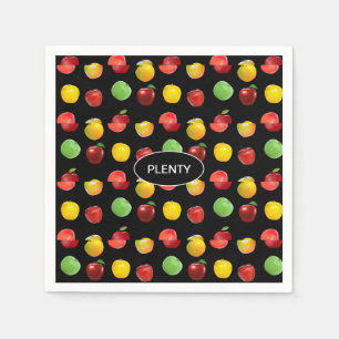 Serviette En Papier Pommes colorées fraîches sur des serviettes noires
