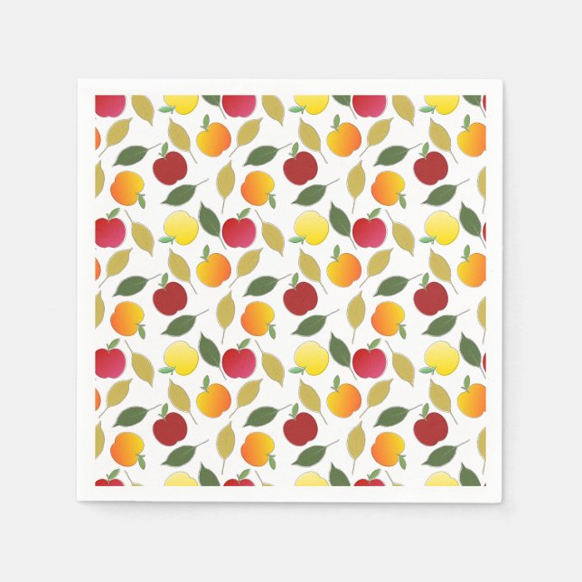 Serviette En Papier Pommes et Feuilles (Devant)
