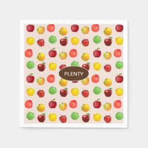 Serviette En Papier Pommes fraîches et colorées sur Brige claire