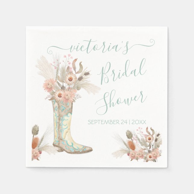 Serviette En Papier Pompes Florales Western Cowgirl Douche (Devant)