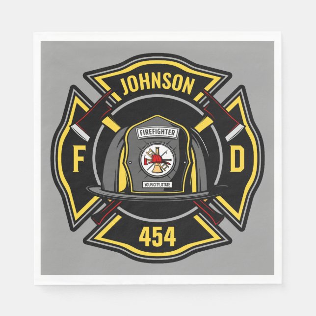 Serviette En Papier Pompier AJOUTER LE NOM L'équipe de Secourt du serv (Devant)