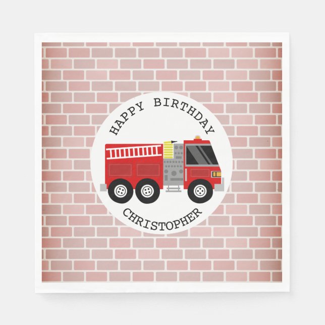 Serviette En Papier Pompier + Briques Pompier Fête d'anniversaire (Devant)