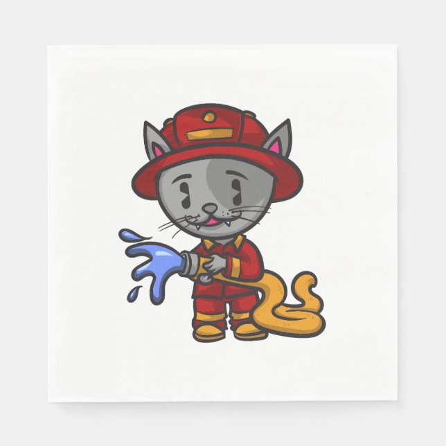 Serviette En Papier Pompier Chat Pompier (Devant)