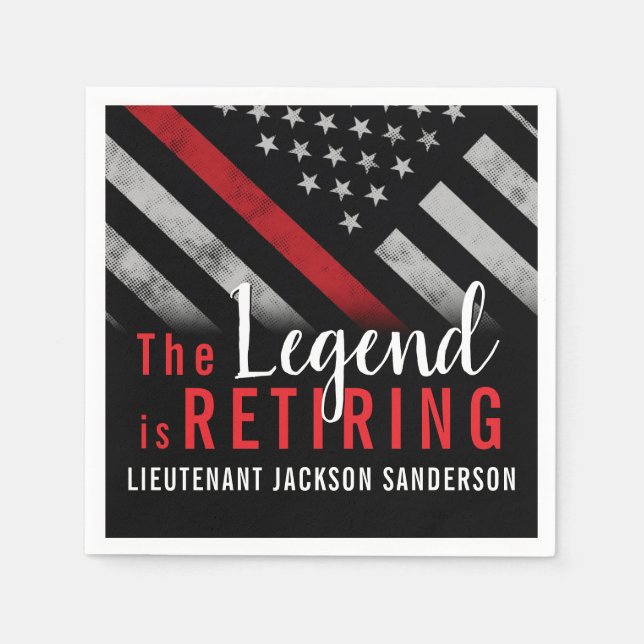 Serviette En Papier Pompier Retraite Ligne Rouge Flag Flaman (Devant)