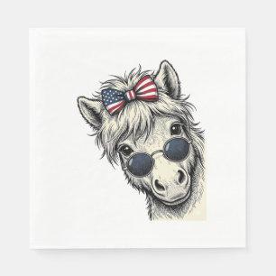 Serviette En Papier Poney Patriotique Avec Lunettes De Soleil Design V