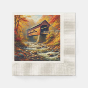 Serviette En Papier pont couvert d'automne classique