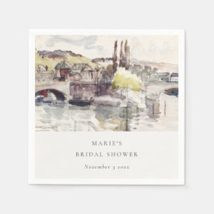 Serviette En Papier Pont rustique de campagne au bord de la rivière po