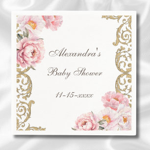 Serviette En Papier Pony rose Rococo Vintage Baby shower floral