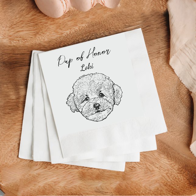 Serviette En Papier Poodle Chien Personnalisé Cocktail Napkin Pet Napk (Créateur téléchargé)
