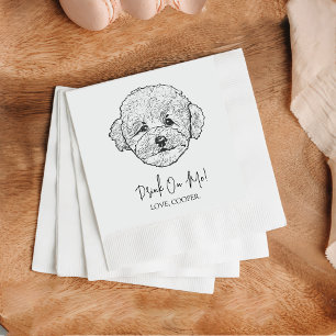 Serviette En Papier Poodle Drink On Me Chien Custom Cocktail Napkin