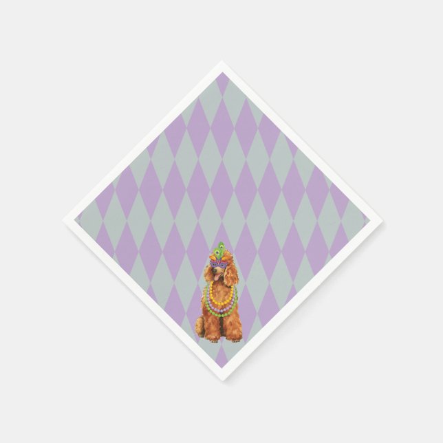 Serviette En Papier Poodle Mardi Gras (Coin)