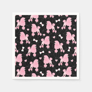 Serviette En Papier Poodles roses et vaches Motif noir