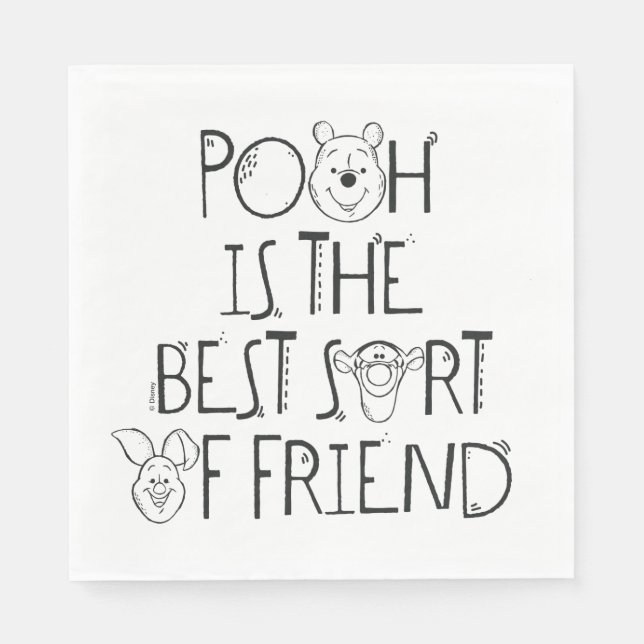 Serviette En Papier Pooh est le meilleur type d'ami (Devant)