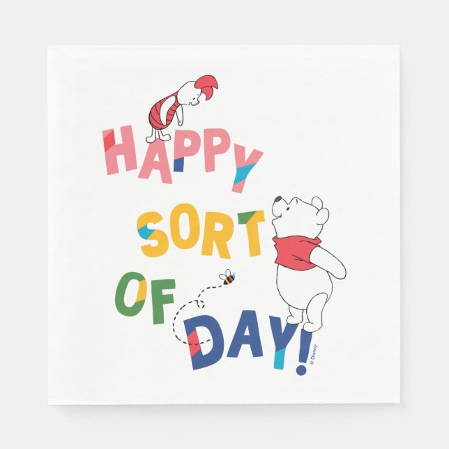 Serviette En Papier Pooh et Piglet | Joyeux genre de jour ! (Devant)