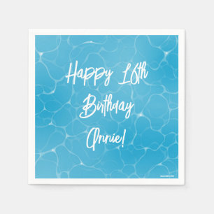 Serviette En Papier Pool Party Sweet 16 Eau Bleu Minimaliste Anniversa