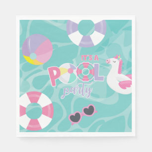 Serviette En Papier Pool party Unicorn rose et violet papier d'anniver
