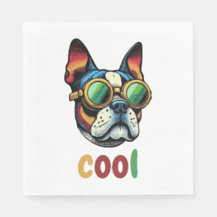 Serviette En Papier Pop Art Bulldog Avec lunettes