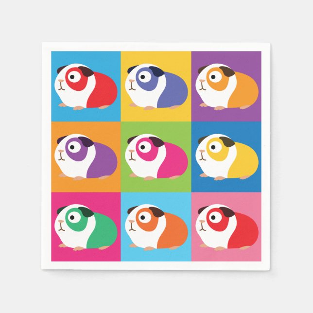 Serviette En Papier Pop Art Guinée Cochons (Devant)