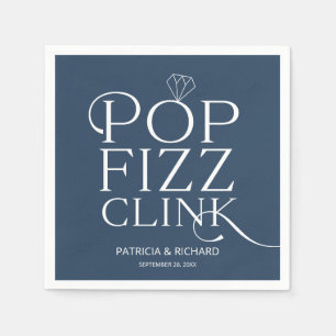Serviette En Papier Pop Fizz Clink Engagement Party Blue