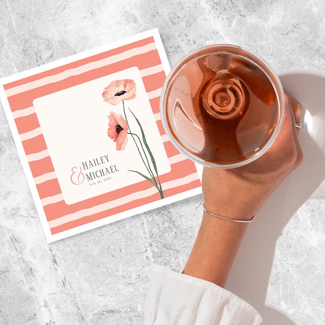 Serviette En Papier Poppies de fleurs de corail (Créateur téléchargé)