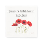Poppies Fleurs de pavot aquarelle Rouge Bride douc