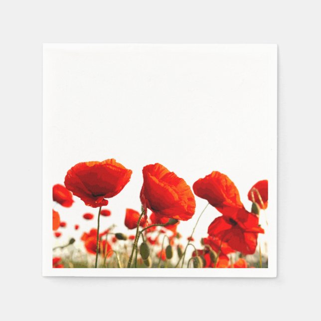 Serviette En Papier Poppies rouges (Devant)
