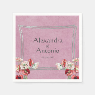 Serviette En Papier Poppies Rouges Et Roses