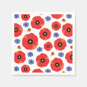 Serviette En Papier Poppys Et Cornflowers Motif